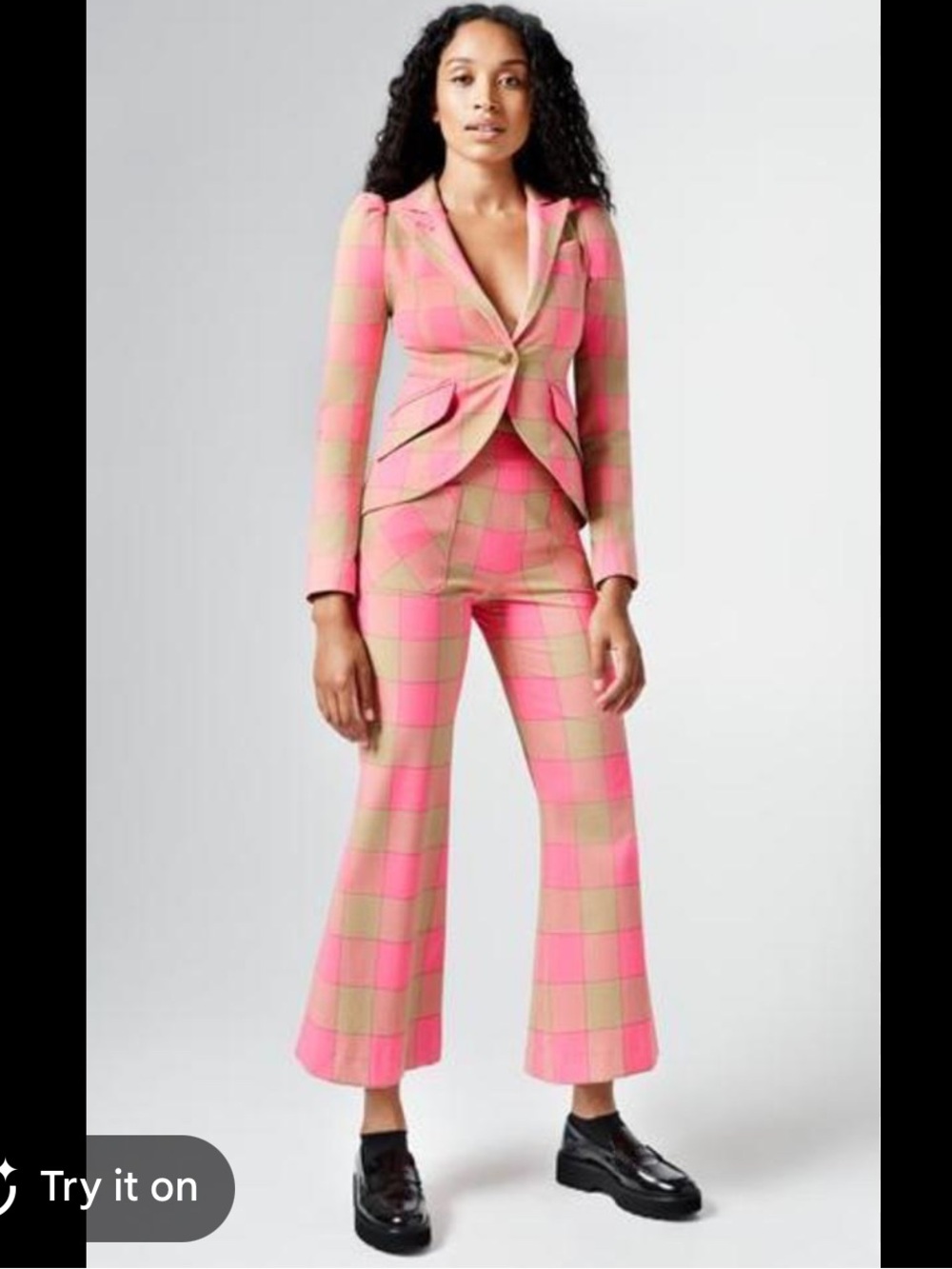 Smythe Check Crop Wide Leg Pants - Pink Check 4
